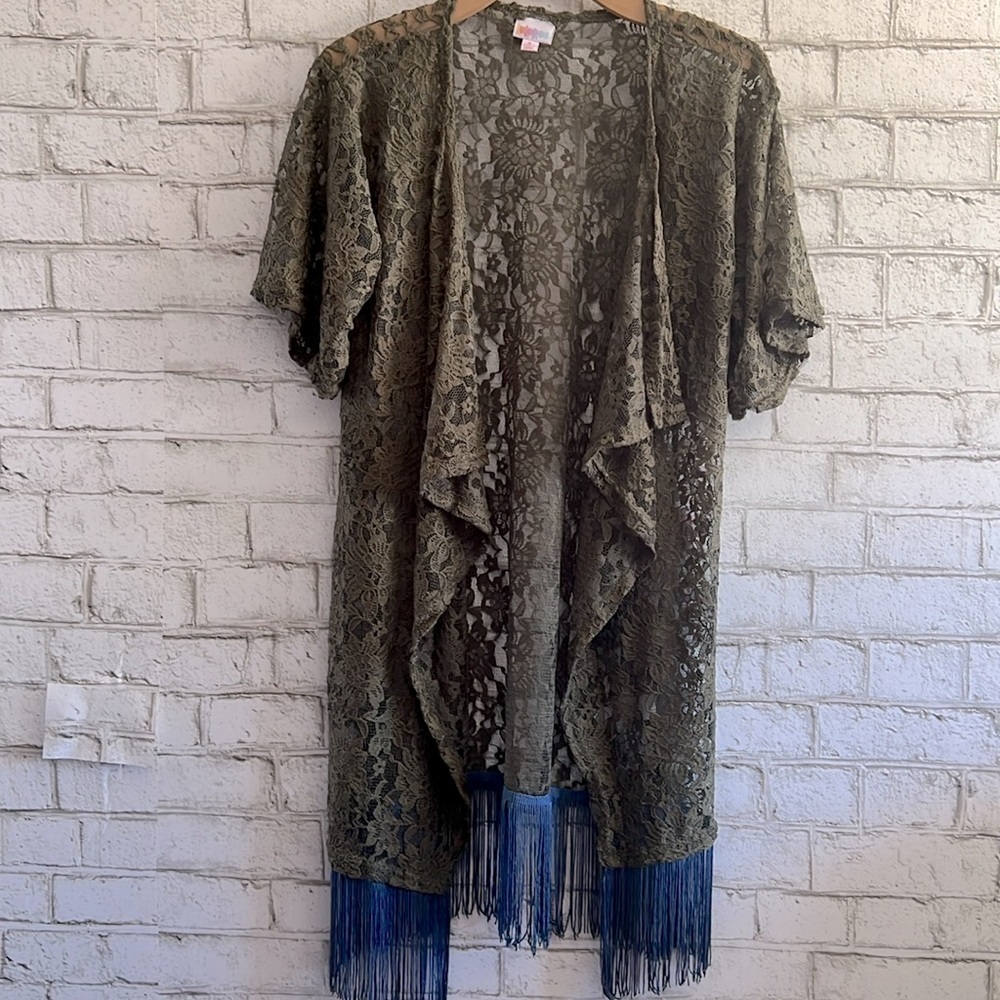 NEW! Lace Monroe size Small Cover Up LulaRoe swim cover Kimono fringe Oversized